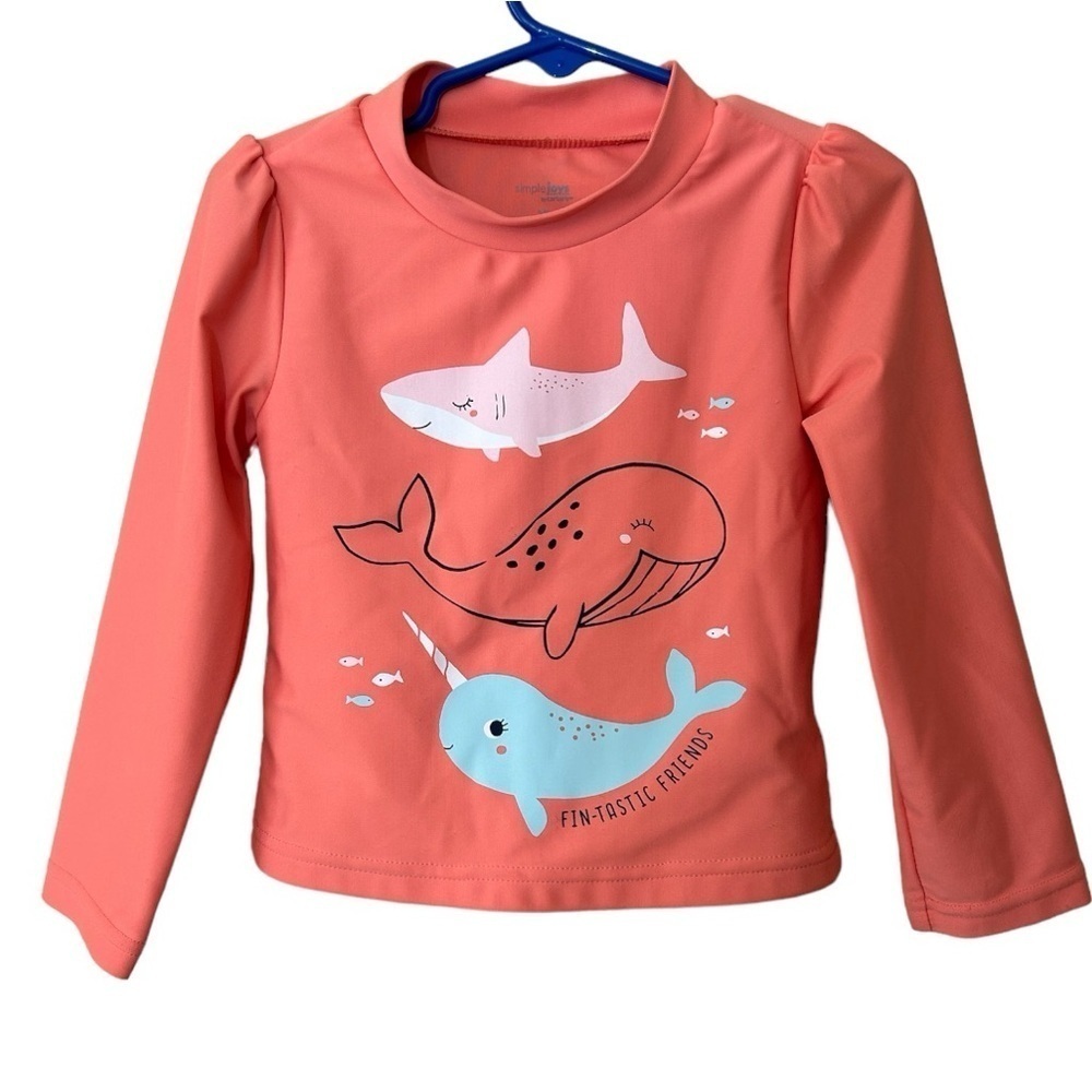 Carters Simple Joys Fin-Tastic Friends Long Sleeve Rashguard Swimwear Shirt